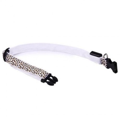 LEOPARD PRINT LED COLLAR LUMINOUS PUPPY NECKLACE PET DECORATIVE PROPS (WHITE)
