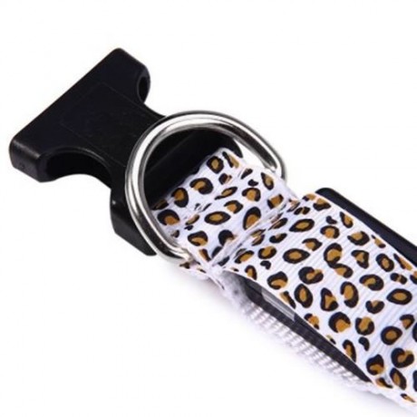 LEOPARD PRINT LED COLLAR LUMINOUS PUPPY NECKLACE PET DECORATIVE PROPS (WHITE)
