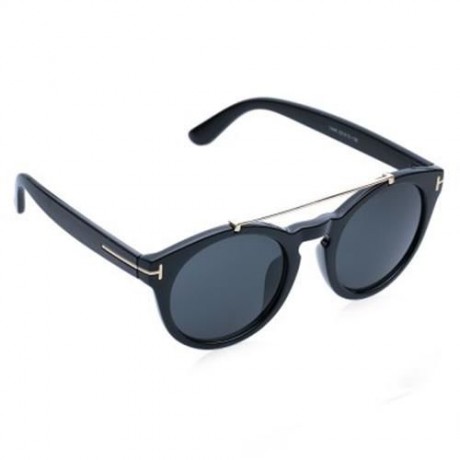 CHIC ALLOY EMBELLISHED SOLID COLOR SUNGLASSES FOR WOMEN (BLACK)