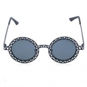 CHIC HOLLOW OUT ZIG ZAG ROUND SUNGLASSES FOR WOMEN (BLACK)