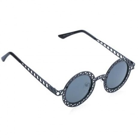 CHIC HOLLOW OUT ZIG ZAG ROUND SUNGLASSES FOR WOMEN (BLACK)