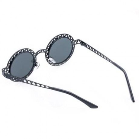 CHIC HOLLOW OUT ZIG ZAG ROUND SUNGLASSES FOR WOMEN (BLACK)
