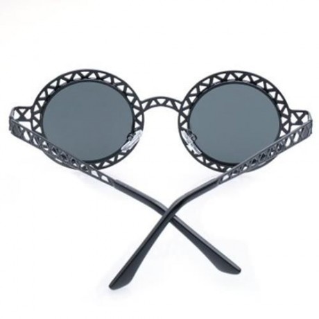 CHIC HOLLOW OUT ZIG ZAG ROUND SUNGLASSES FOR WOMEN (BLACK)