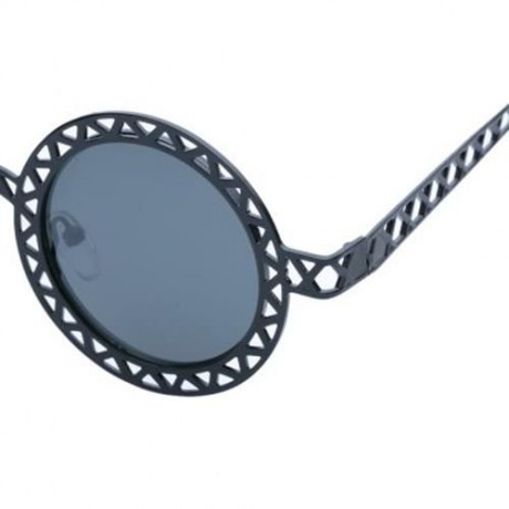 CHIC HOLLOW OUT ZIG ZAG ROUND SUNGLASSES FOR WOMEN (BLACK)
