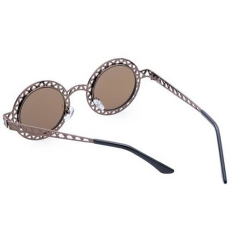 CHIC HOLLOW OUT ZIG ZAG ROUND SUNGLASSES FOR WOMEN (BRONZE-COLORED)