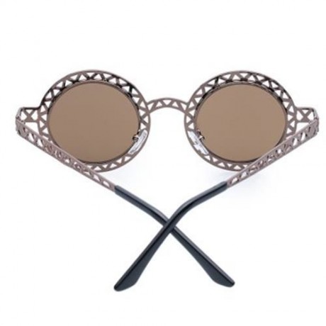 CHIC HOLLOW OUT ZIG ZAG ROUND SUNGLASSES FOR WOMEN (BRONZE-COLORED)