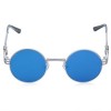 CHIC ALLOY ROUND SILVER FRAME SUNGLASSES FOR WOMEN (BLUE)