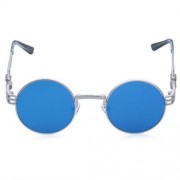 CHIC ALLOY ROUND SILVER FRAME SUNGLASSES FOR WOMEN (BLUE)