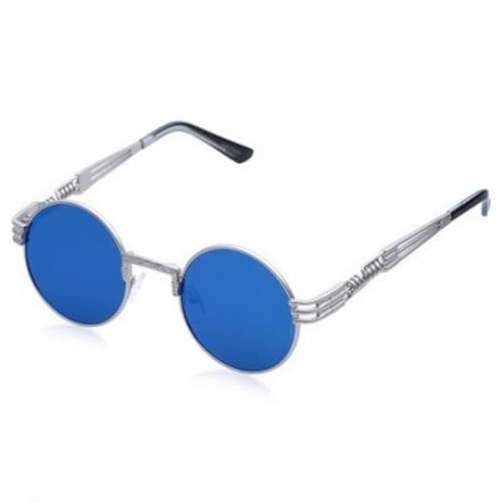 CHIC ALLOY ROUND SILVER FRAME SUNGLASSES FOR WOMEN (BLUE)