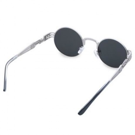 CHIC ALLOY ROUND SILVER FRAME SUNGLASSES FOR WOMEN (BLUE)
