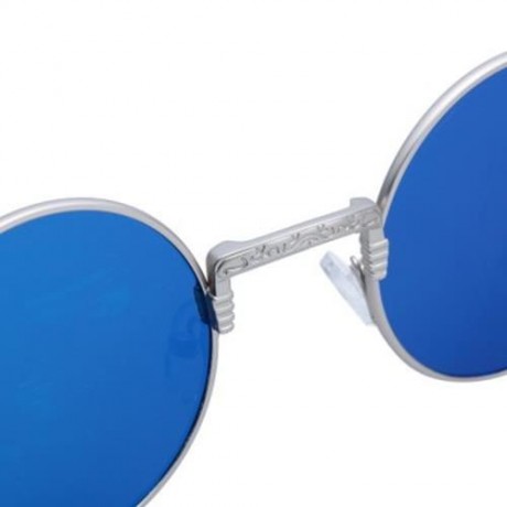CHIC ALLOY ROUND SILVER FRAME SUNGLASSES FOR WOMEN (BLUE)