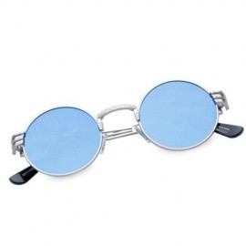 CHIC ALLOY ROUND SILVER FRAME SUNGLASSES FOR WOMEN (BLUE)