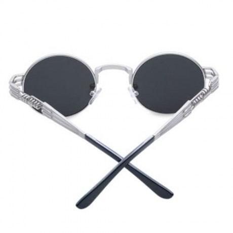 CHIC ALLOY ROUND SILVER FRAME SUNGLASSES FOR WOMEN (BLUE)
