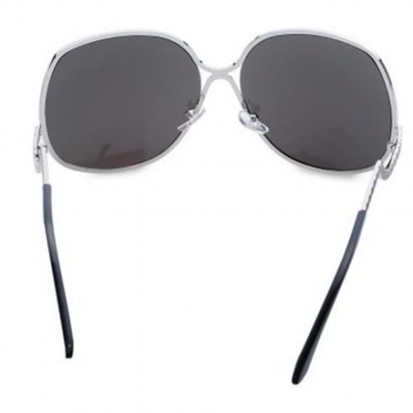 RETRO STYLE SILVER COLOR ALLOY BAR EMBELLISHED FULL FRAME SUNGLASSES FOR WOMEN (BLUE)