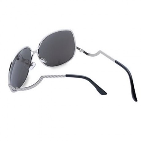 RETRO STYLE SILVER COLOR ALLOY BAR EMBELLISHED FULL FRAME SUNGLASSES FOR WOMEN (BLUE)