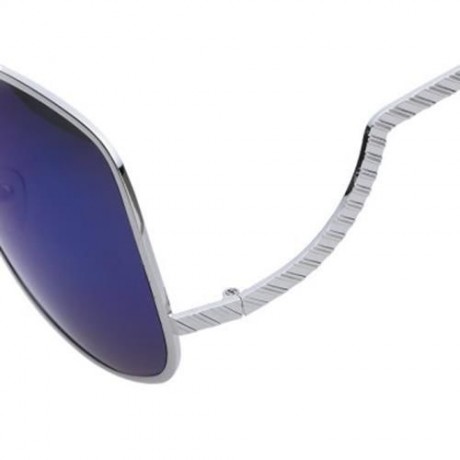 RETRO STYLE SILVER COLOR ALLOY BAR EMBELLISHED FULL FRAME SUNGLASSES FOR WOMEN (BLUE)