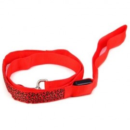 3 MODES LED PET LEASHES GLOWING LEOPARD PRINT DESIGN PUPPY TRACTION BELT (RED)