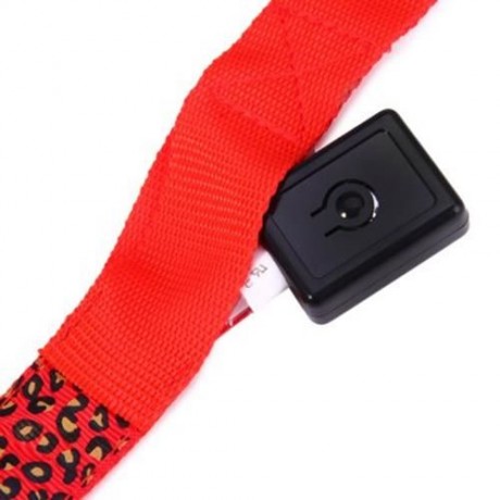 3 MODES LED PET LEASHES GLOWING LEOPARD PRINT DESIGN PUPPY TRACTION BELT (RED)