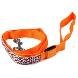 3 MODES LED PET LEASHES GLOWING LEOPARD PRINT DESIGN PUPPY TRACTION BELT (ORANGE)