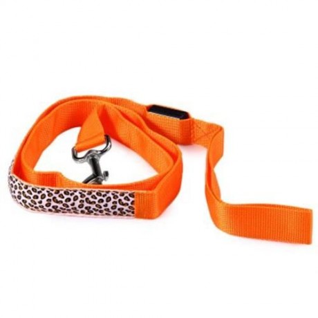 3 MODES LED PET LEASHES GLOWING LEOPARD PRINT DESIGN PUPPY TRACTION BELT (ORANGE)