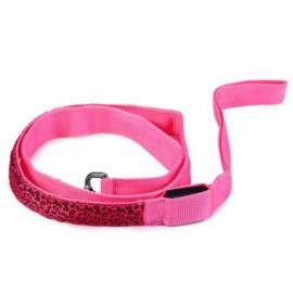 3 MODES LED PET LEASHES GLOWING LEOPARD PRINT DESIGN PUPPY TRACTION BELT (PINK)