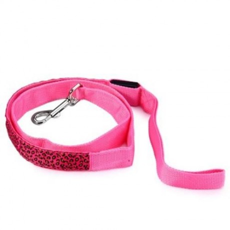 3 MODES LED PET LEASHES GLOWING LEOPARD PRINT DESIGN PUPPY TRACTION BELT (PINK)