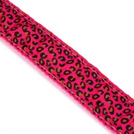 3 MODES LED PET LEASHES GLOWING LEOPARD PRINT DESIGN PUPPY TRACTION BELT (PINK)