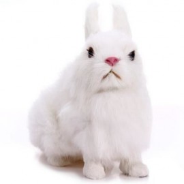 SIMULATION FURRY SQUATTING RABBIT CRAFT TOY (WHITE)