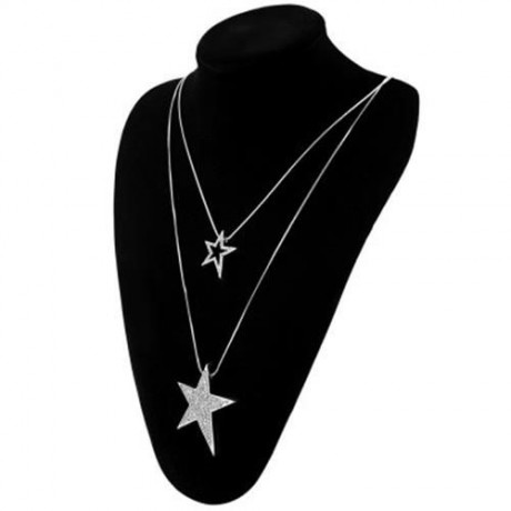 TRENDY RHINESTONE STAR DOUBLE-LAYERED SWEATER CHAIN FOR WOMEN (SILVER)