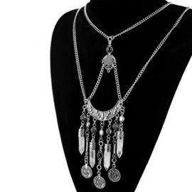 RETRO STYLE LAYERED TASSEL NECKLACE FOR WOMEN (WHITE)