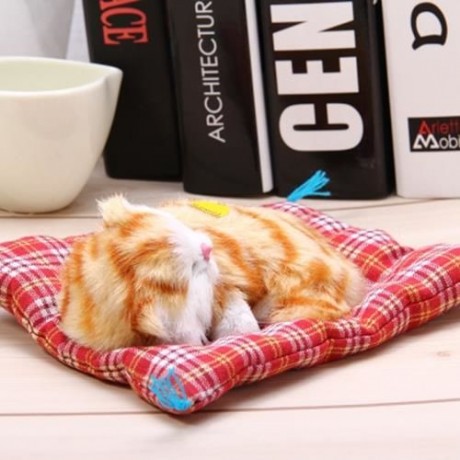 SIMULATION SLEEPING CAT CRAFT TOY  WITH SOUND (YELLOW PRINTING)