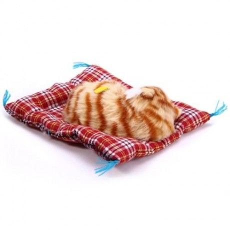 SIMULATION SLEEPING CAT CRAFT TOY  WITH SOUND (YELLOW PRINTING)