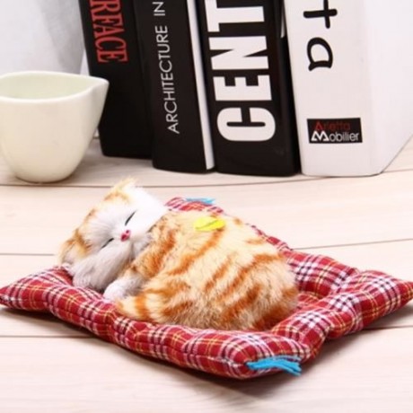SIMULATION SLEEPING CAT CRAFT TOY  WITH SOUND (YELLOW PRINTING)