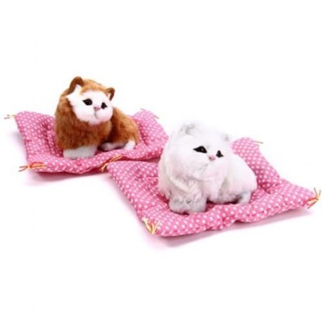 SIMULATION SLEEPING CAT CRAFT TOY  WITH SOUND (YELLOW PRINTING)
