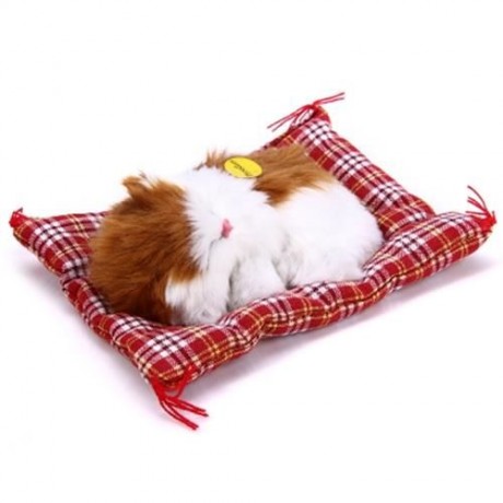 SIMULATION SLEEPING CAT CRAFT TOY  WITH SOUND (YELLOW WHITE)