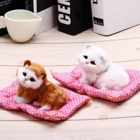 SIMULATION SLEEPING CAT CRAFT TOY  WITH SOUND (YELLOW WHITE)