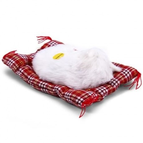 SIMULATION SLEEPING CAT CRAFT TOY  WITH SOUND (WHITE)