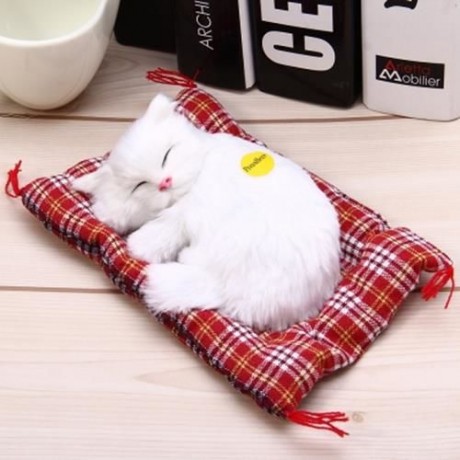 SIMULATION SLEEPING CAT CRAFT TOY  WITH SOUND (WHITE)