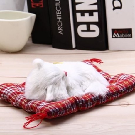 SIMULATION SLEEPING CAT CRAFT TOY  WITH SOUND (WHITE)