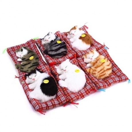 SIMULATION SLEEPING CAT CRAFT TOY  WITH SOUND (SEAT CAT YELLOW)