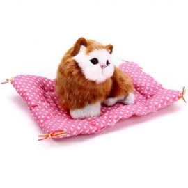 SIMULATION SLEEPING CAT CRAFT TOY  WITH SOUND (SEAT CAT YELLOW)