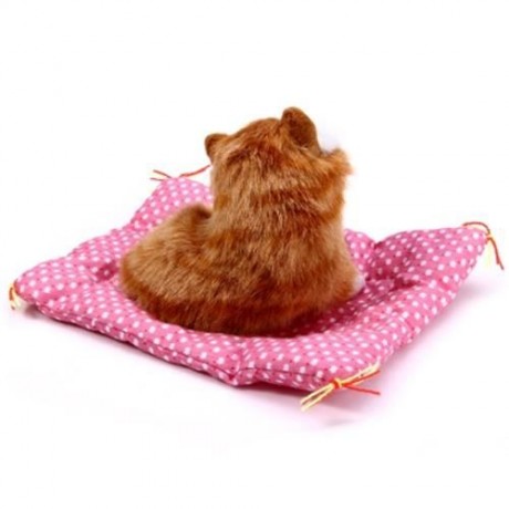 SIMULATION SLEEPING CAT CRAFT TOY  WITH SOUND (SEAT CAT YELLOW)