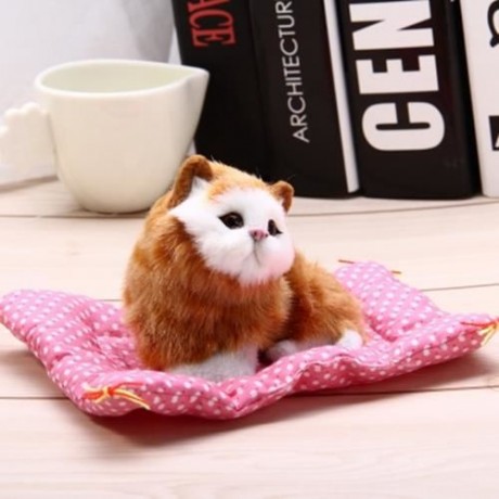SIMULATION SLEEPING CAT CRAFT TOY  WITH SOUND (SEAT CAT YELLOW)