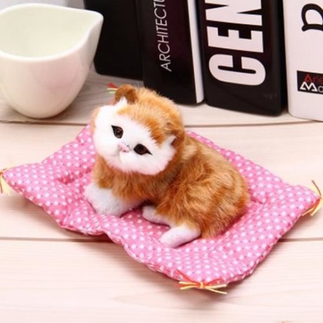 SIMULATION SLEEPING CAT CRAFT TOY  WITH SOUND (SEAT CAT YELLOW)