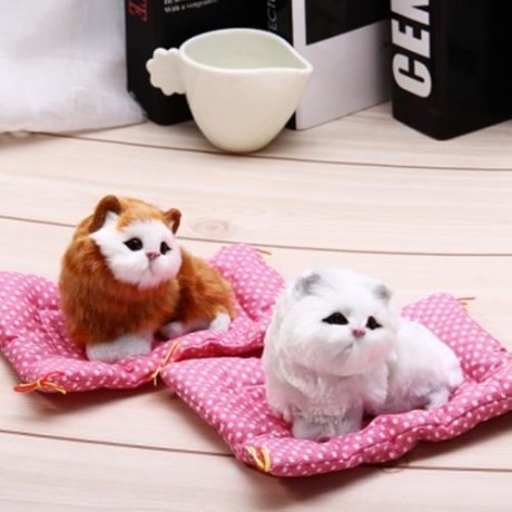 SIMULATION SLEEPING CAT CRAFT TOY  WITH SOUND (SEAT CAT YELLOW)