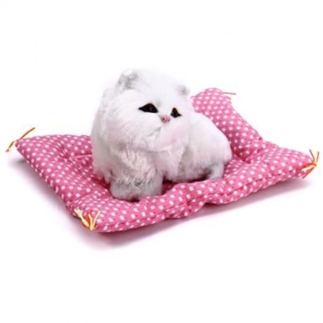 SIMULATION SLEEPING CAT CRAFT TOY  WITH SOUND (SEAT CAT WHITE)