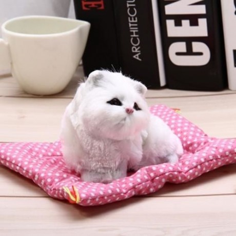 SIMULATION SLEEPING CAT CRAFT TOY  WITH SOUND (SEAT CAT WHITE)