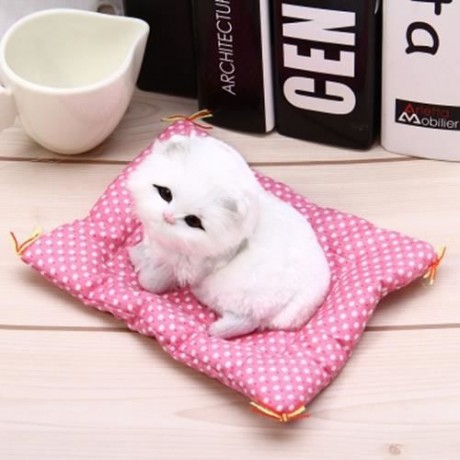 SIMULATION SLEEPING CAT CRAFT TOY  WITH SOUND (SEAT CAT WHITE)