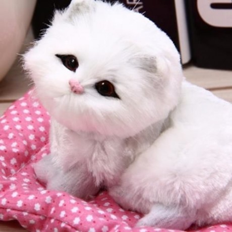 SIMULATION SLEEPING CAT CRAFT TOY  WITH SOUND (SEAT CAT WHITE)