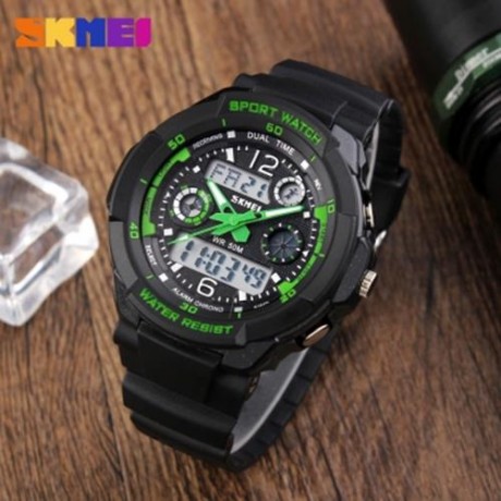 SKMEI 1060 LED SPORTS WATCH WITH DOUBLE JAPAN MOVTS 30M WATER RESISTANT PLASTIC WATCHBAND 